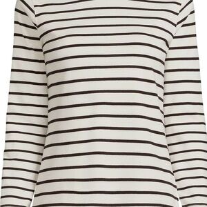 Lands' End Striped Long Sleeve Turtleneck in Ivory and Charcoal Heather, 3X, NWT